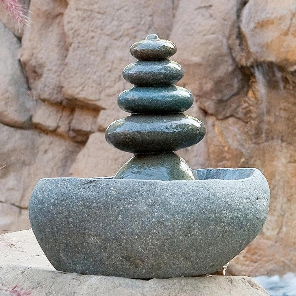 Garden Age Supply Quintuple Rock Cairn Tabletop Water Fountain, Five Rock Fountain Perfect for Indoor Decoration
