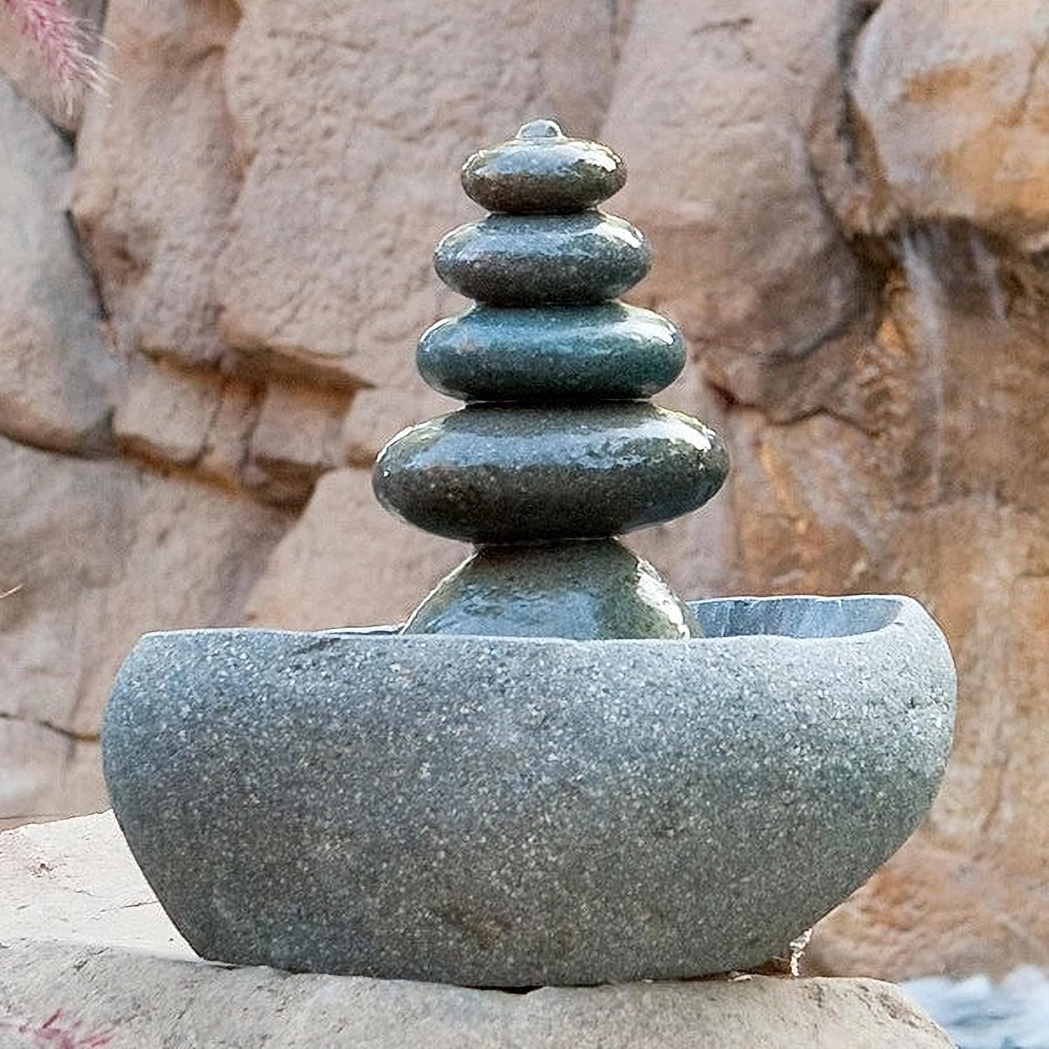 Garden Age Supply Quintuple Rock Cairn Tabletop Water Fountain, Five Rock Fountain Perfect for Indoor Decoration