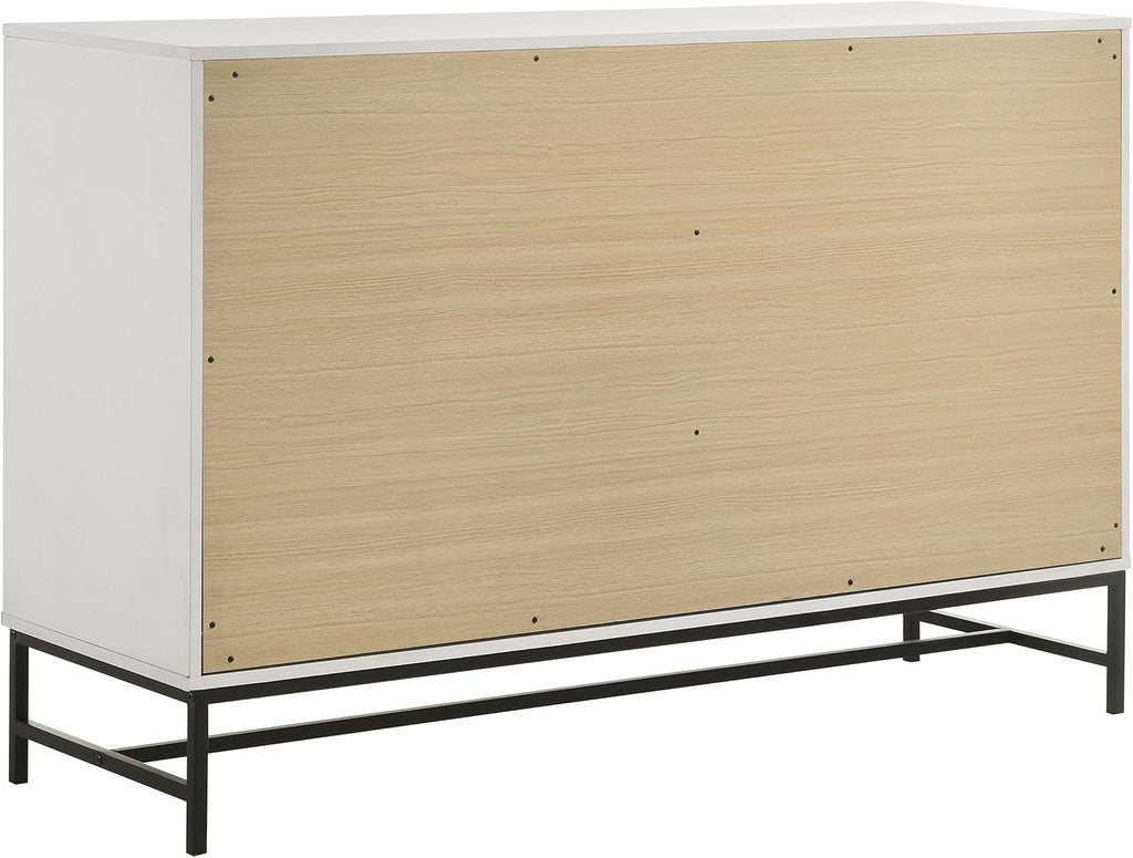 Coaster Home Furnishings Sonora Contemporary 5-Piece Bedroom Set Leatherette Upholstered Queen Size Panel Bed Frame 54-inch Headboard White 224861Q-S5