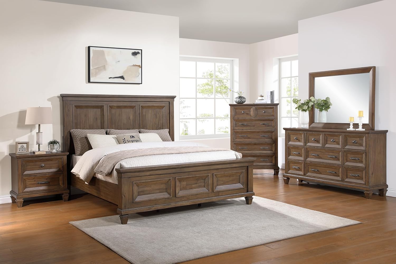 New Classic Furniture Mariana 5-Piece Wood Queen Bedroom Set, Vintage Mocha