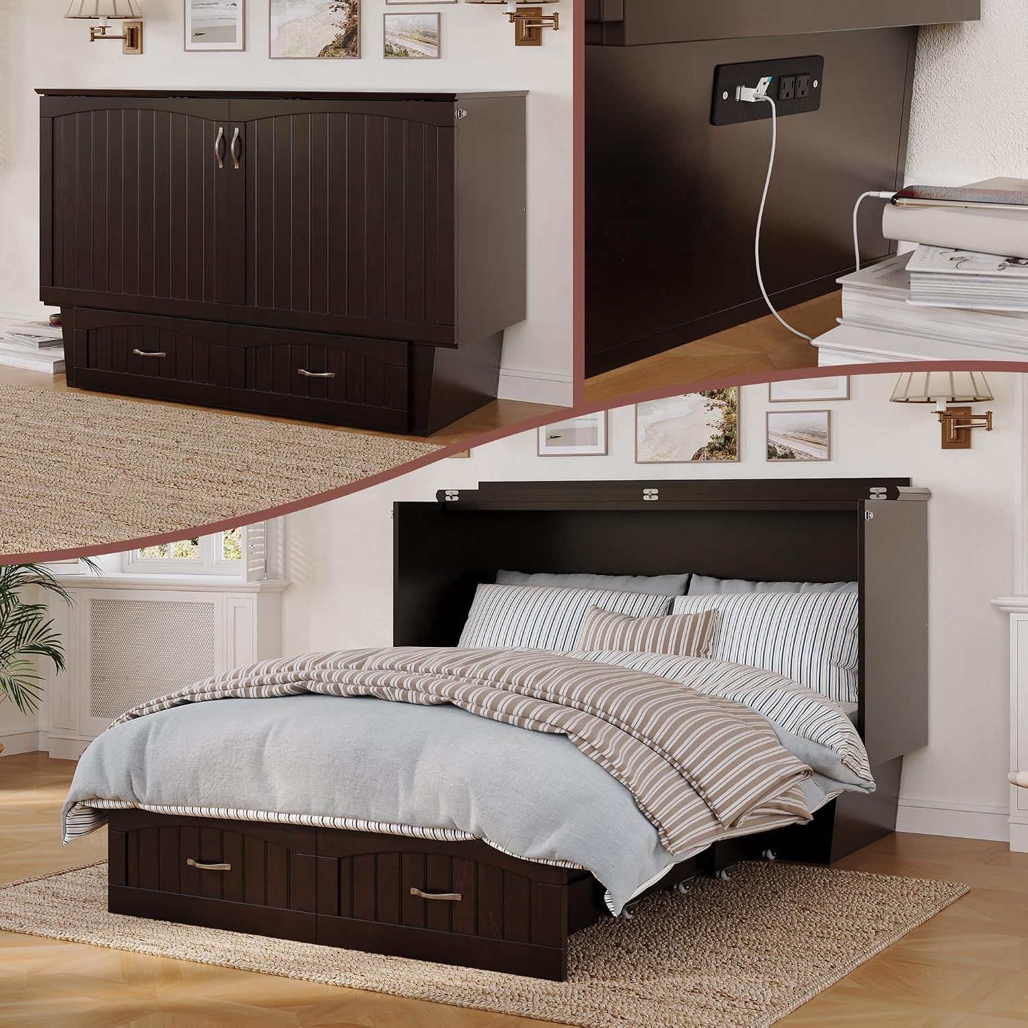 AFI Nantucket Murphy Bed Chest, Queen, Espresso