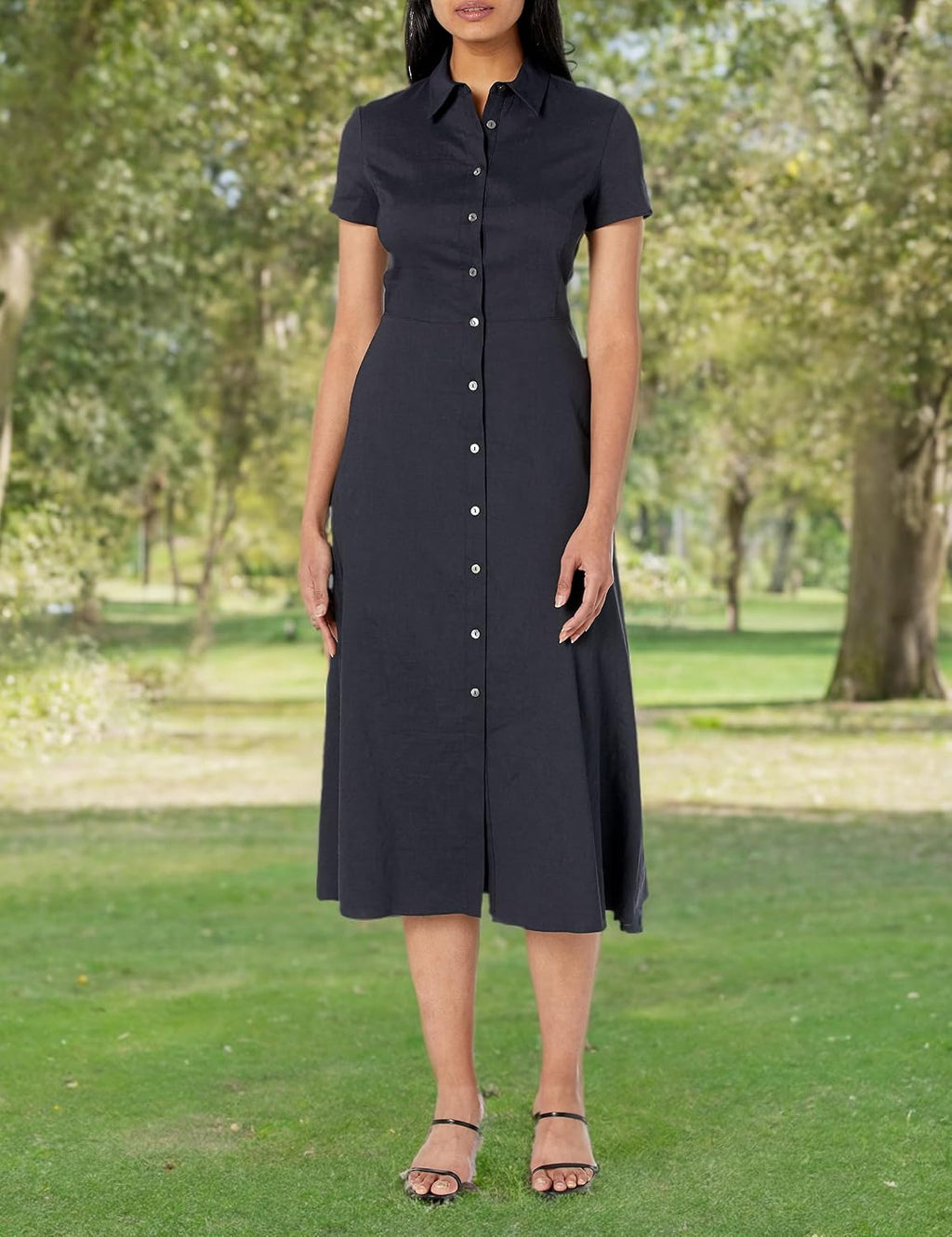 Theory Women's Short-Sleeved Button Down Midi Dress