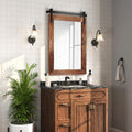 COGOOD Bathroom Mirrors for Over Sink - 42' x 29' Farmhouse Barn Door Mirror for Living Room, Entryway, Bedroom, Vanity Wall Decor Brown