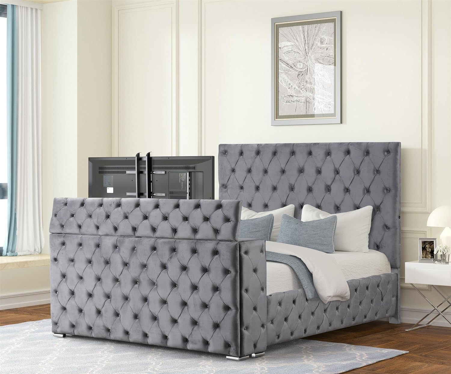 Encore 5PC King Bedroom Set Including Manufactured Wood & Fireplace in Gray