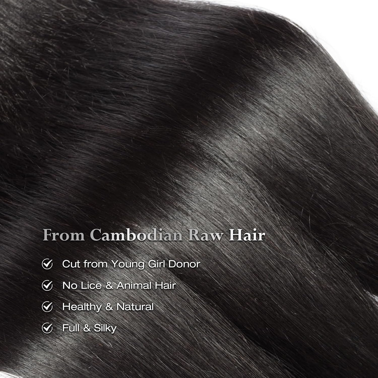 ASHINE Human Hair Bundles Straight, Unprocessed Cambodian Raw Hair Bundles for Women Natural Black 14 16 18 Inch, Keep Soft and Silky After Multiple Washes