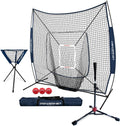 PowerNet Baseball Softball Practice Net 7x7 with Baseball Accessories for Practice Pitching, Batting & Fielding, Ball Caddy, Weighted Baseballs, Tee