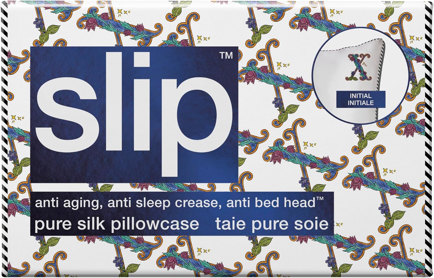 slip The Original Queen Pure Silk Pillow Case - 100% Pure 22 Momme Mulberry Silk - Queen Standard Size - Anti-Aging, Anti-BedHead, Anti-Sleep Crease, Initial Collection: Letter X (20' x 30')