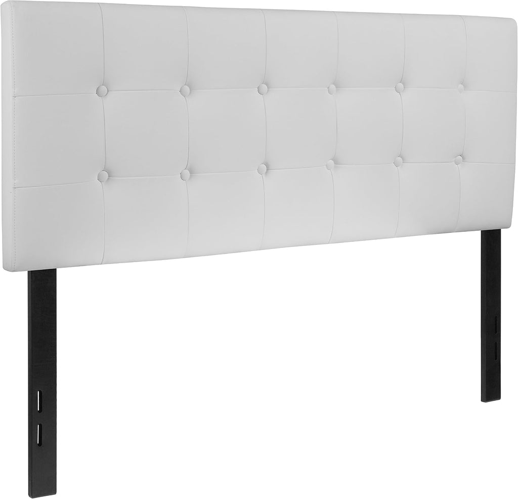 Flash Furniture Lennox Tufted Upholstered Full Size Headboard in White Vinyl