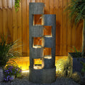 Sunlinua 51' Outdoor Water Fountain Uneven Cylinders Waterfalls Fountain Floor Standing Water Fountains with LED Lights, Pump, Natural Stones for Garden, Living Room, Patio