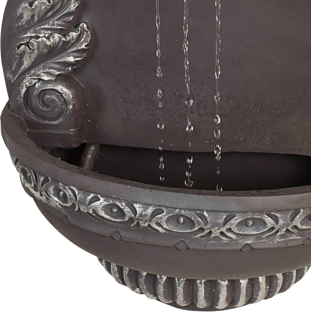 San Pablo Ornate 33' High Large Italian Indoor Outdoor Decor Gray Resin Wall Fountain Tiered Waterfall Basin Water Feature for Outside Garden Patio Yard Backyard Porch Deck - John Timberland