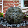 Aquascape Stacked Slate Sphere Fountain, 24 Inch Diameter 61 cm, Lightweight Fiber-Resin Composite Decorative Water Feature, Includes Tubing for Easy Setup, 78287