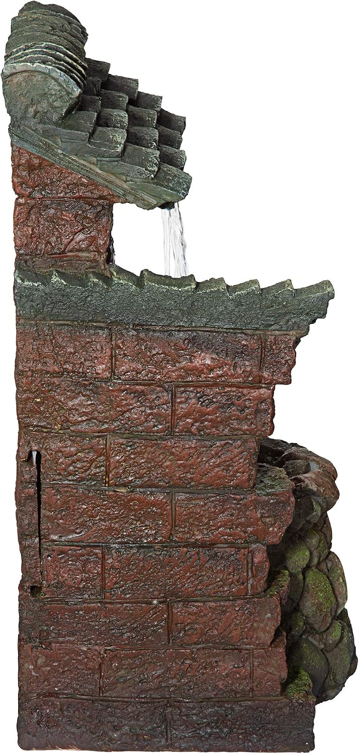 Design Toscano Cottage in The Forest Cascading Waterfall Illuminated Tabletop Fountain