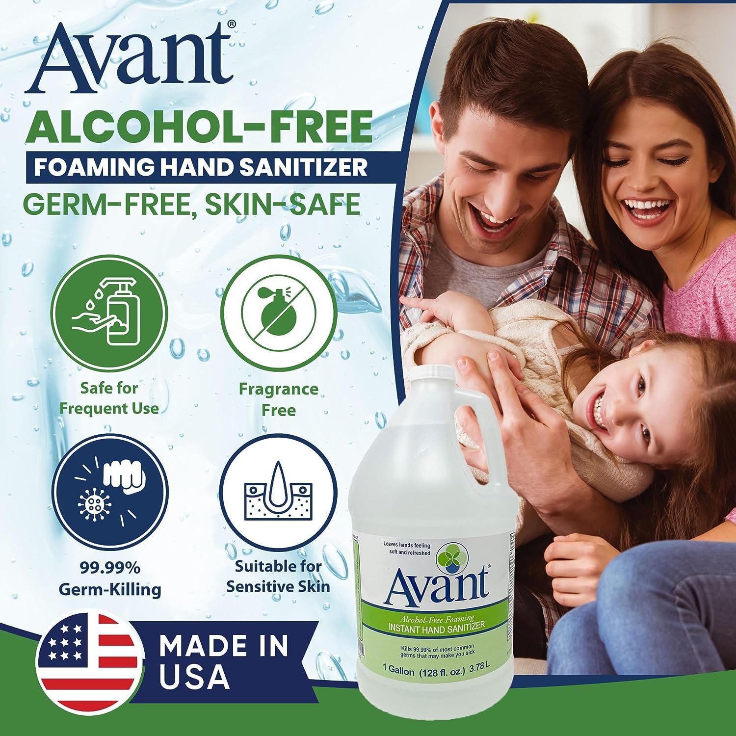 Avant® Alcohol-Free Foaming Hand Sanitizer, 1 Gallon Case of 4 bulk refill