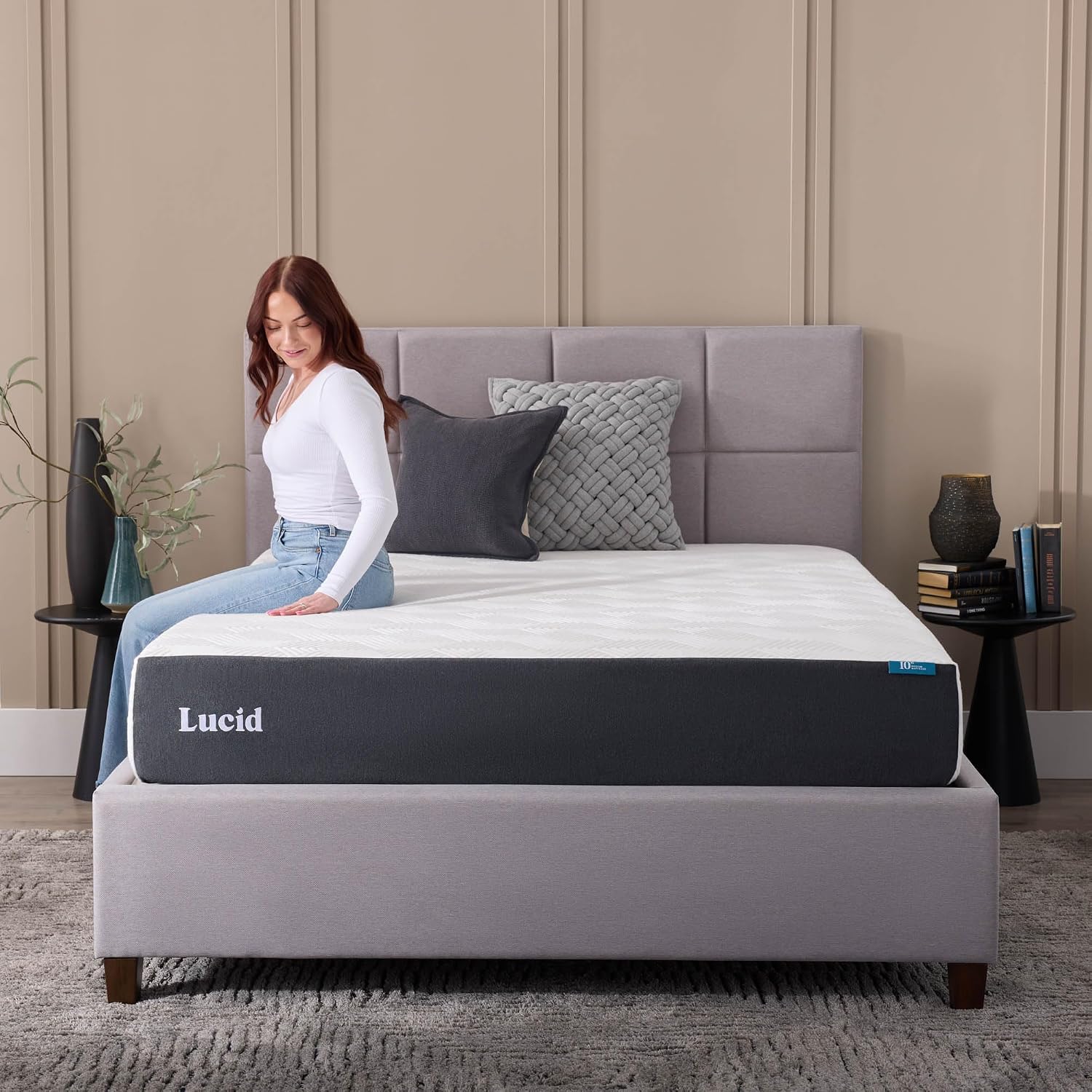Lucid 10 Inch Memory Foam Mattress - Medium Feel - Infused with Refreshing Bamboo Charcoal and Cooling Gel - Bed in a Box - Temperature Regulating - Pressure Relief - Breathable - California King Size