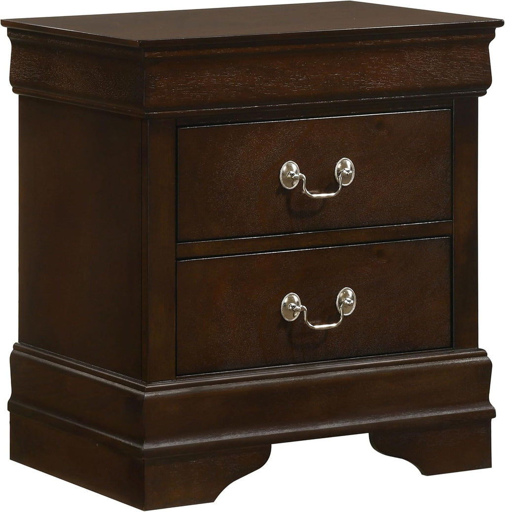 Coaster Home Furnishings Louis Philippe 4-piece Bedroom Set Twin Size Traditional Wooden Sleigh Bed Frame 47-Inch Panel Headboard Nightstand Dresser and Mirror Cappuccino Brown 202411T-S4