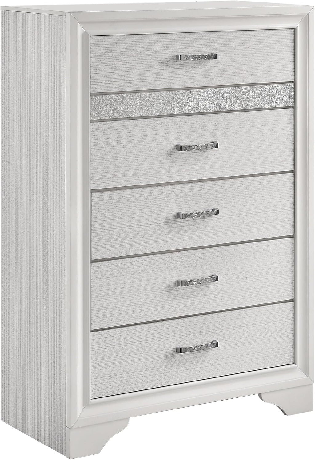 Coaster Home Furnishings Miranda Contemporary 5-Piece Bedroom Set Queen Size Storage Panel Bed Frame 50-inch Headboard White 205111Q-S5