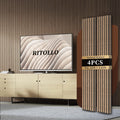 RITOLLO 4-Piece Wood Slat Panels for Wall 94.5'×11' Acoustic Panels for Interior Wall Decor 3D Fluted Sound Absorbing Panel - Natural Walnut