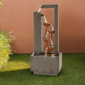 XBrand 38-Inch Freestanding Sculptural Metal Multi-Tier Flower Water Fountain, Gray and Bronze