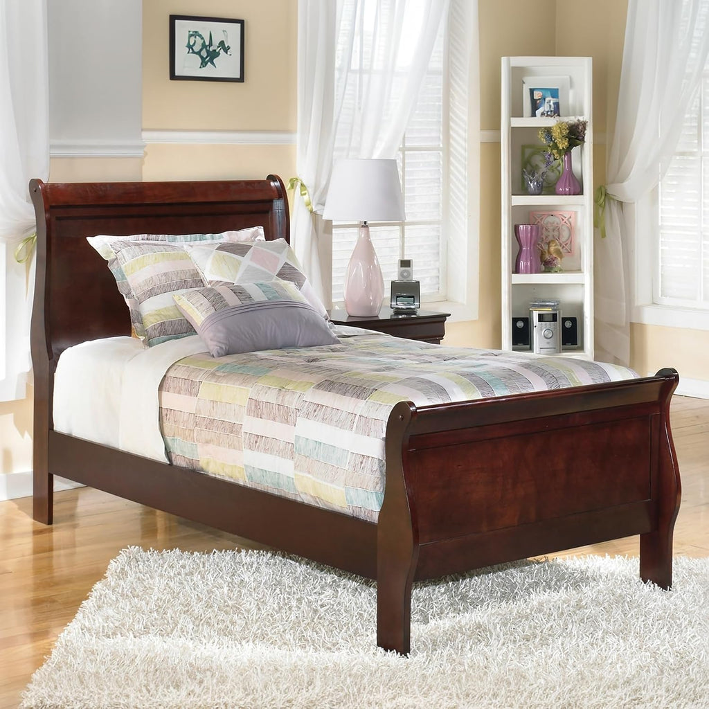Signature Design by Ashley Alisdair Traditional Twin Sleigh Bed, Foundation or Box Spring Needed, Dark Brown