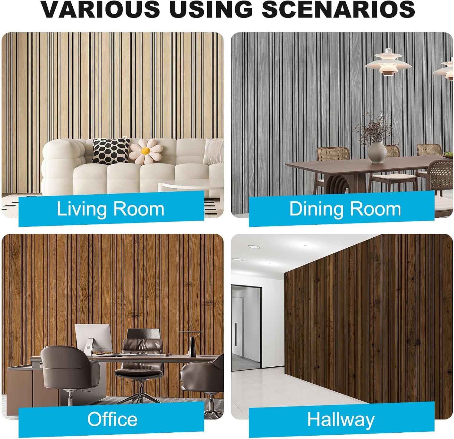 Art3d 4-Pack Glue-On Wall Panels, Wood Grain Texture Interior Wall Decor, 104'x12' Recycled Polystyrene Wainscoting Panels, Low Emission for Living Room Bedroom,Natural Oak