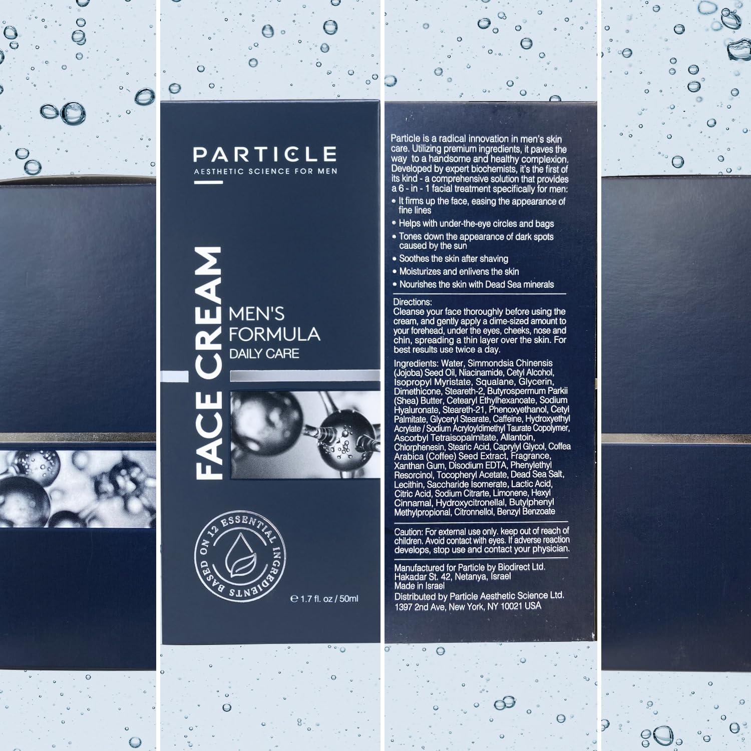 Particle 6-in-1 Face Cream for Men, Men's Daily Hydrating Moisturizer with Vitamin C, Jojoba Oil, Vitamin E & Hyaluronic Acid, Skin Care Routine, Healthy Skin Support, Pack of 2, 1.7 FL OZ