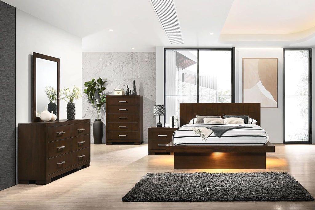 Coaster Home Furrnishings Jessica 5-Piece California King LED Bedroom Set Cappuccino