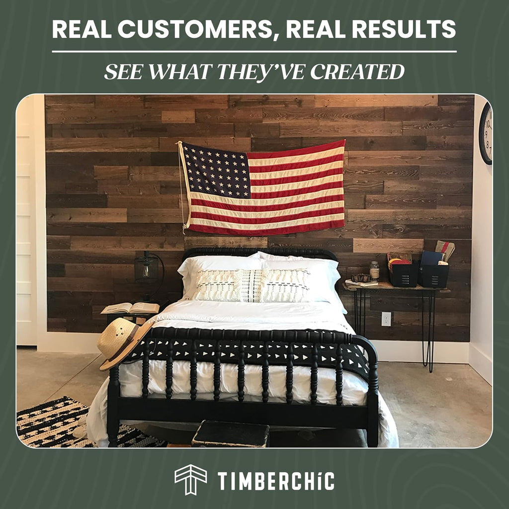 TIMBERCHiC 100% Reclaimed Wood Wall Planks - Made in USA - Peel-and-Stick Wall Panels for Interior Decor - DIY Accent Wall Panels, Freestone (3' x 10 Sq Ft)