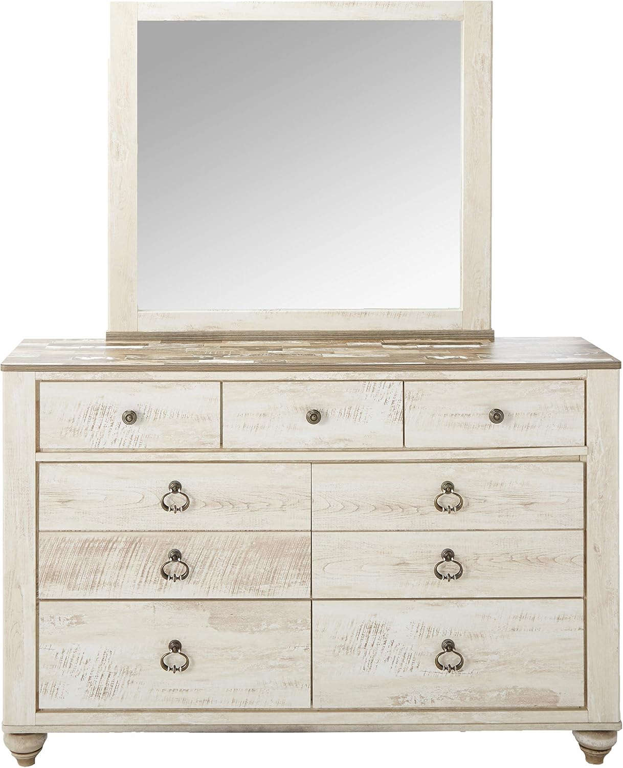 Roundhill Furniture Imerland Contemporary White Wash Finish 5 Piece Bedroom Set