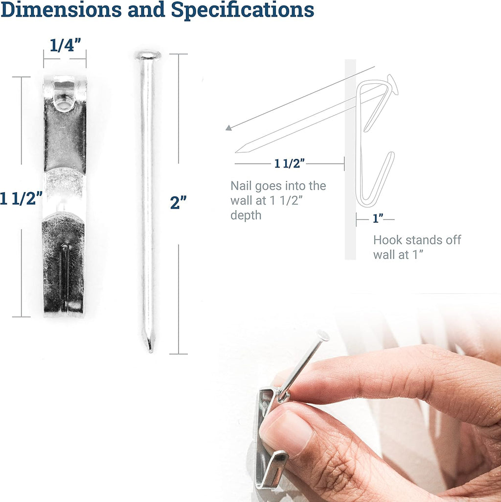 PHS Picture Hanging Hooks - 50 lb Heavy Duty Picture Hangers for Drywall with Hanging Nails, Painting Hangers and Wall Hooks for Pictures, Professional Frame Hardware Kit for Wall Art - 1000 Pack