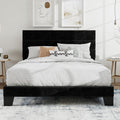 SHA CERLIN Queen Platform Bed Frame with Velvet Upholstered Headboard, Mattress Foundation with Strong Wooden Slats Support, No Box Spring Needed, Black