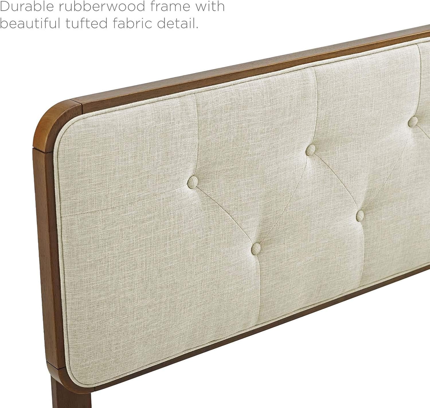 Modway Collins Tufted Twin Fabric and Wood Headboard in Walnut Beige
