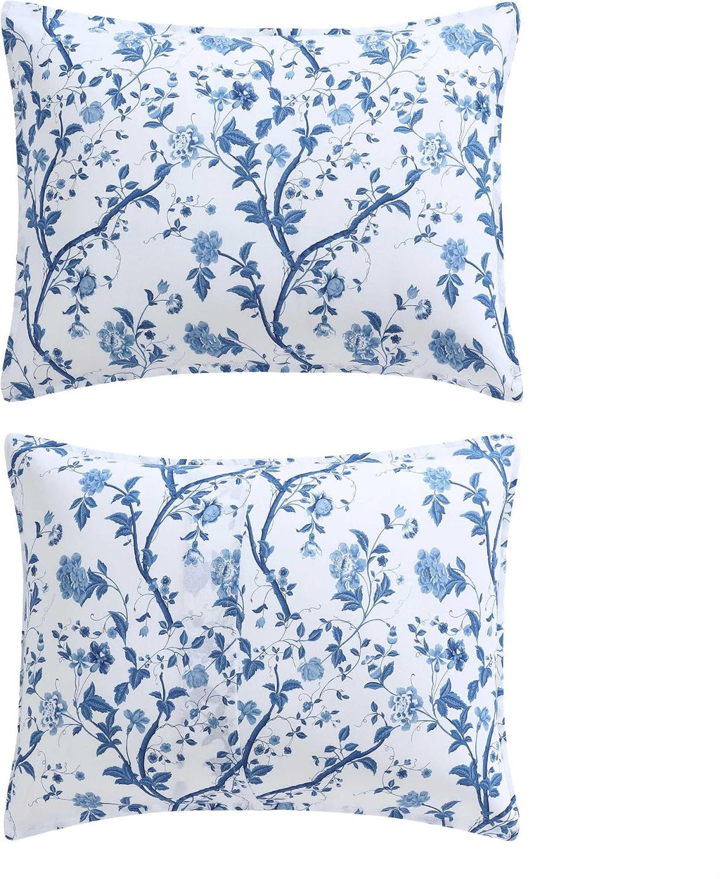Laura Ashley – Queen Comforter Set, Reversible Floral Bedding with Matching Shams & Bonus Decorative Pillows, Medium Weight, 7-Piece, College Dorm Room Essentials (Elise Blue)