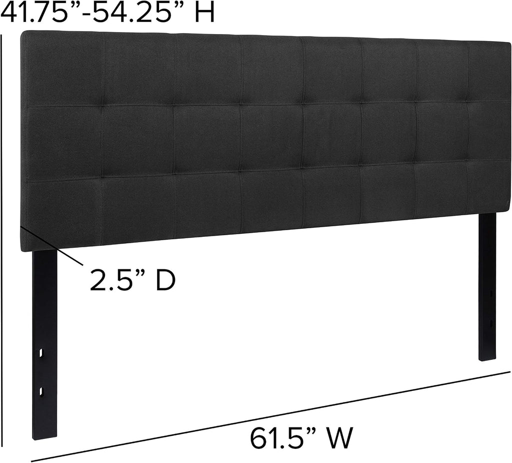 Flash Furniture Bedford Tufted Upholstered Headboard for Queen Size Bed, Contemporary Fabric Tufted Headboard with Adjustable Height, Black