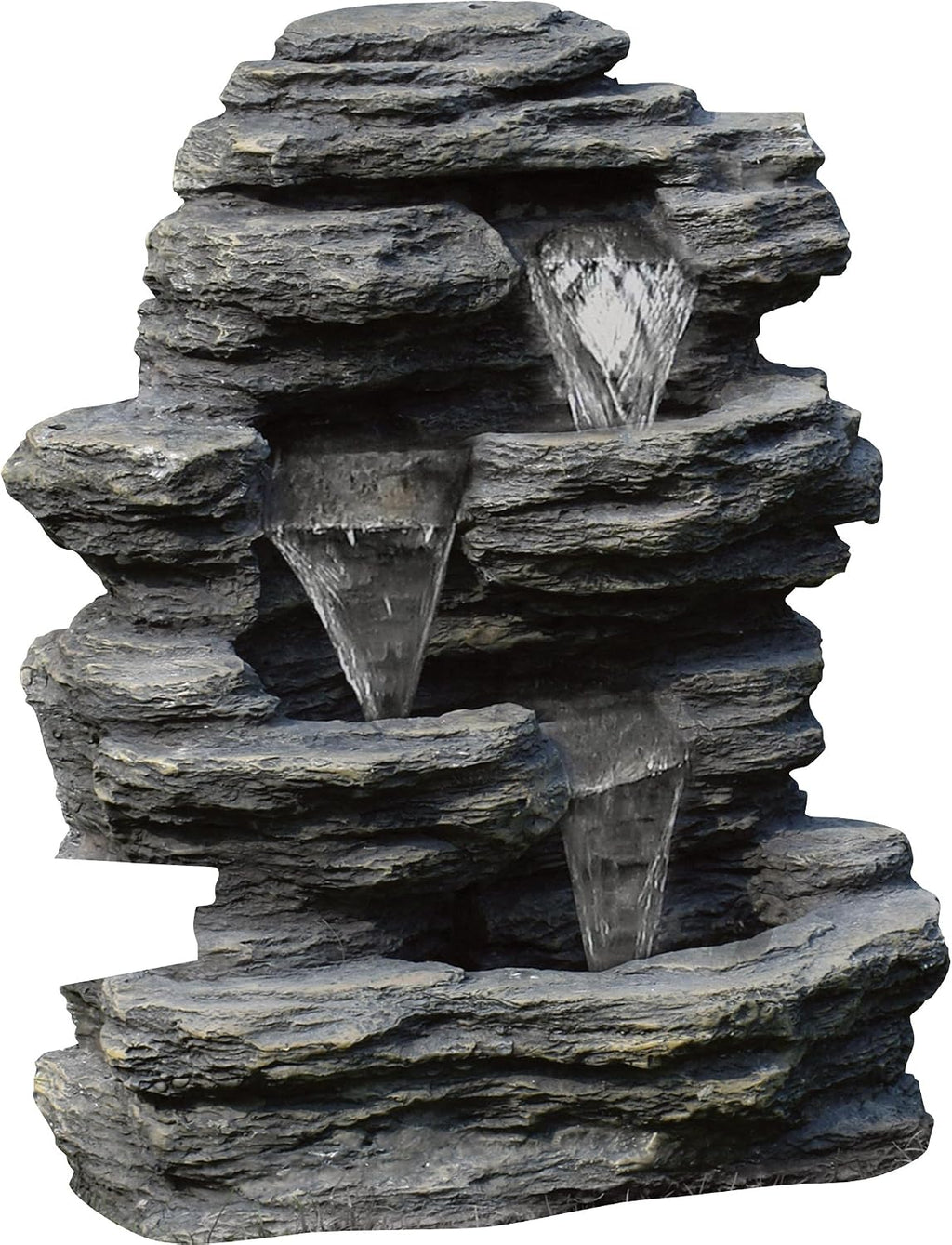 Outdoor Water Fountain With Cascading Waterfall, Natural Looking Stone and Soothing Sound for Decor on Lawn, Garden, and Patio By Pure Garden,Brown, 18.3x12.3