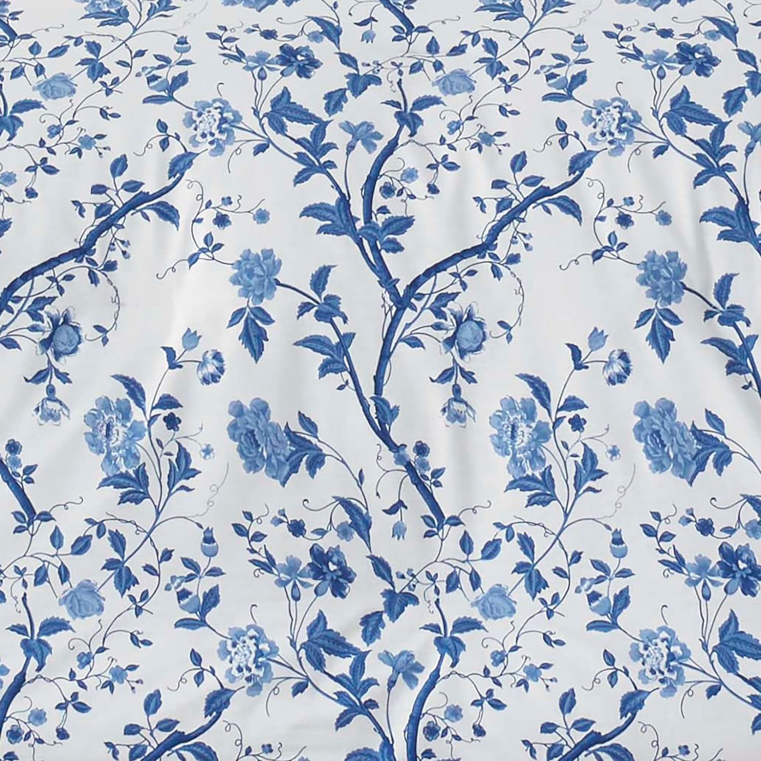 Laura Ashley Home - Twin Comforter Set, Reversible Cotton Bedding, Includes Matching Sham with Bonus Euro Sham & Throw Pillows (Elise Blue, Twin)