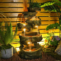 40.5' H Outdoor Garden Water Fountain 5 Tiers Large Cascading Rock Natural Waterfall Outdoor Fountain Resin Imitation Wood with LED Lights for Garden, Patio, Porch