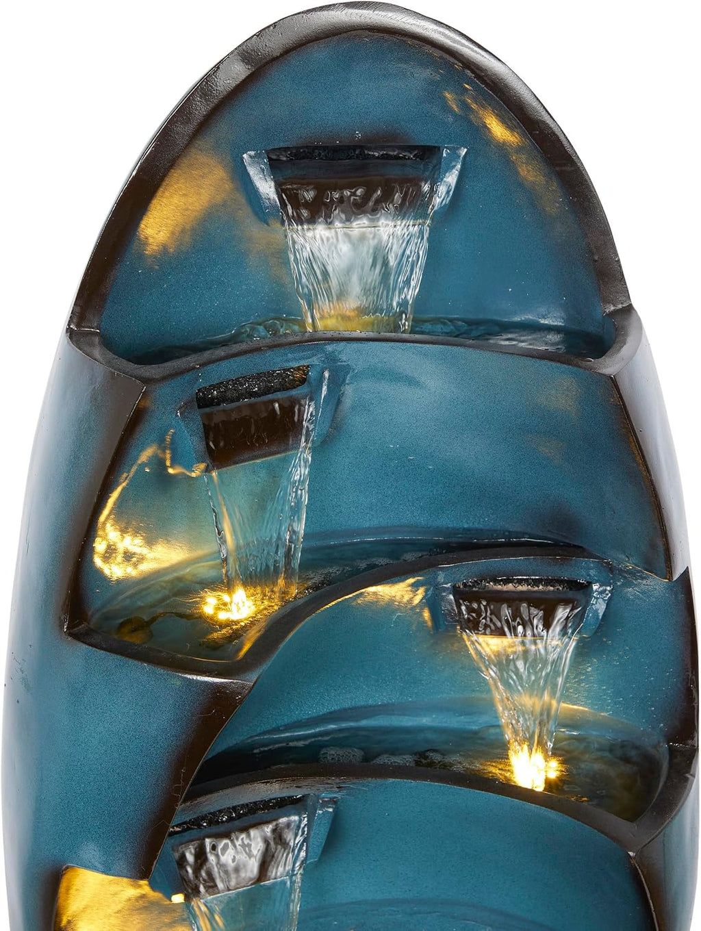 Alpine Corporation 39' Tall 5-Tier Cascading Waterfall Fountain with LED Lights, Outdoor Water Feature for Garden, Patio, Yard, and Deck, Blue