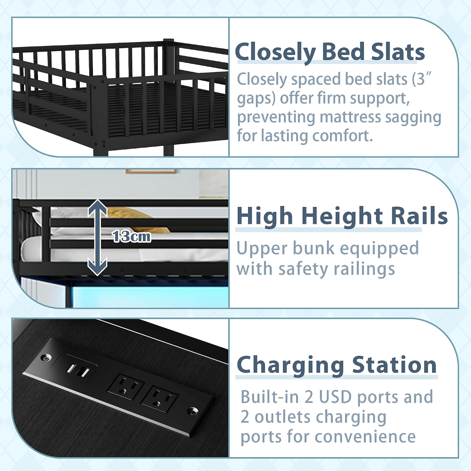 Queen Size Loft Bed with Stairs and Desk, Gaming Loft Beds with RGB LED Light and Storage Shelf, Heavy-duty Metal Loft Bed Frame with Wardrobe, Charging Station for Adults Kids Teens, Black
