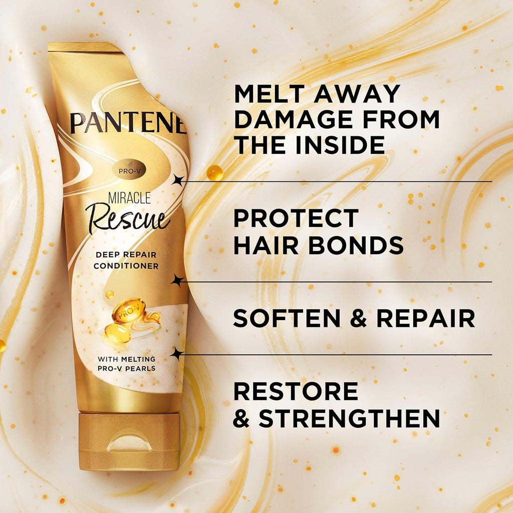 Pantene Miracle Rescue Deep Conditioner with Melting Pro-V Pearls - For Dry,Damaged,or Color-Treated Hair - Intense Moisture & Repair - 8.0 Oz,(Pack of 12)