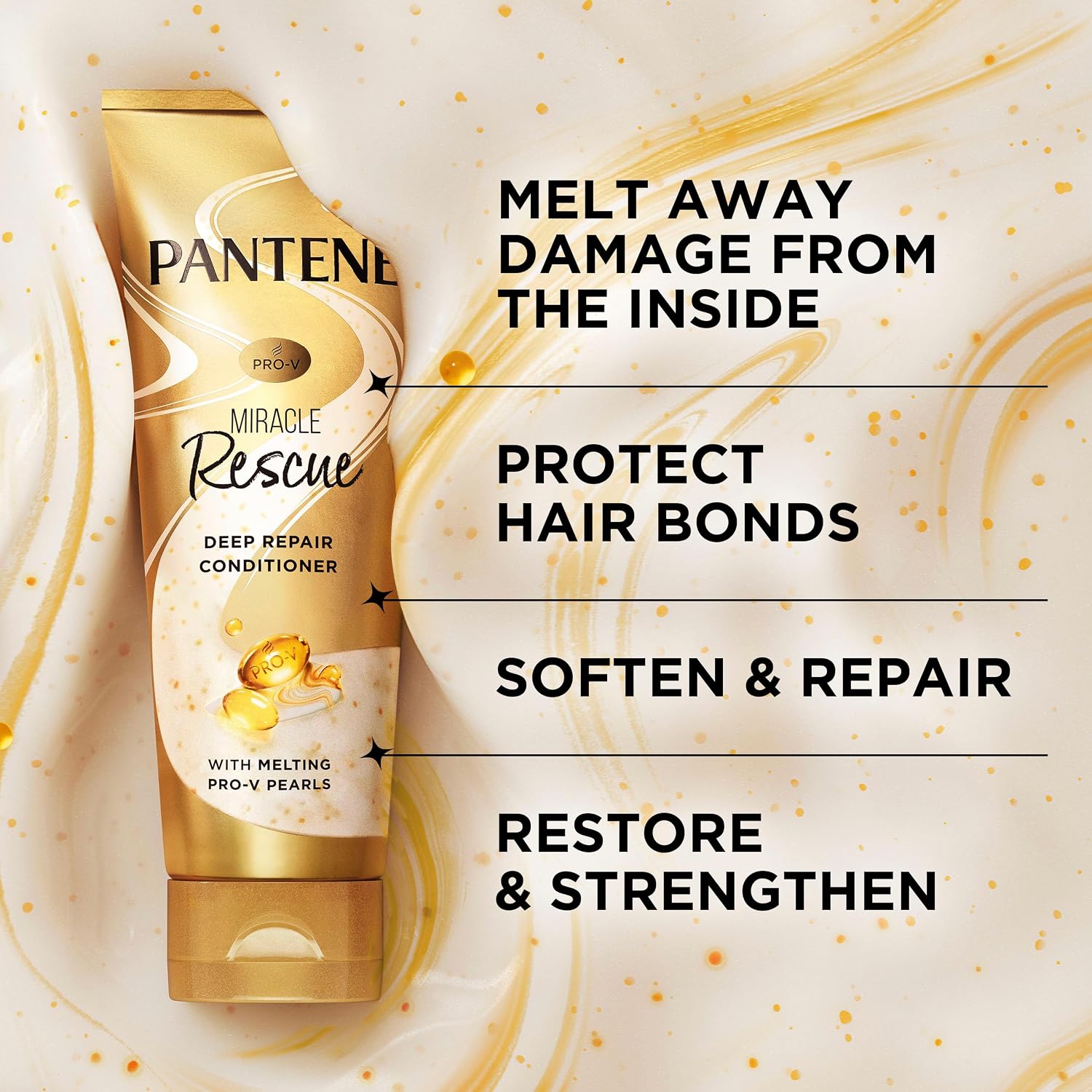 Pantene Miracle Rescue Deep Conditioner with Melting Pro-V Pearls - For Dry,Damaged,or Color-Treated Hair - Intense Moisture & Repair - 8.0 Oz,(Pack of 12)