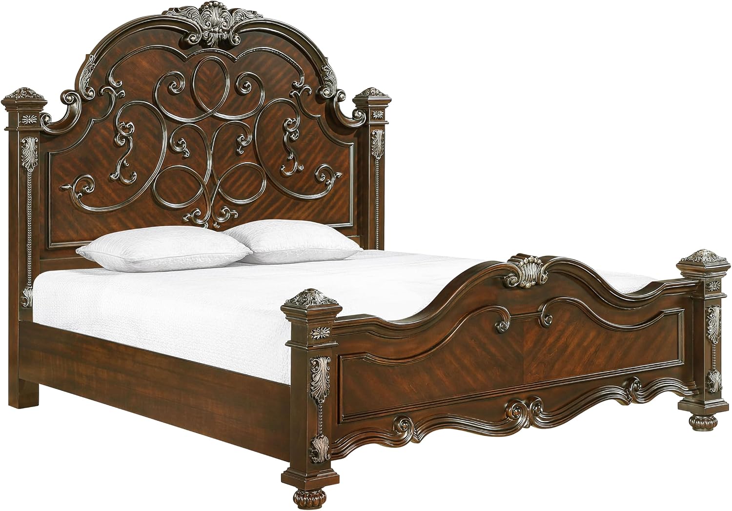 First of a Kind Isabella Traditional 5 Piece King Bedroom Set with Upholstered Tufted Headboard Elegant European Inspired Design Coordinated Furniture Collection