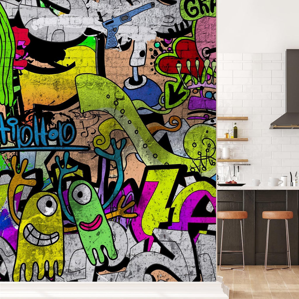 wall26 Colorful Graffiti Large Wall Mural, Removable Peel and Stick Wallpaper, Home Decor - 120x96 inches