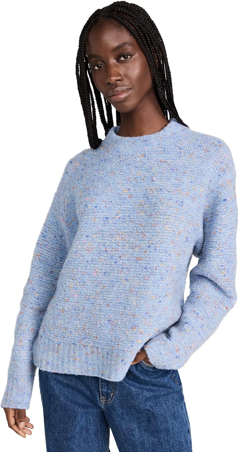 Theory Women's Boxy Mock Neck Tweed Boucle Sweater