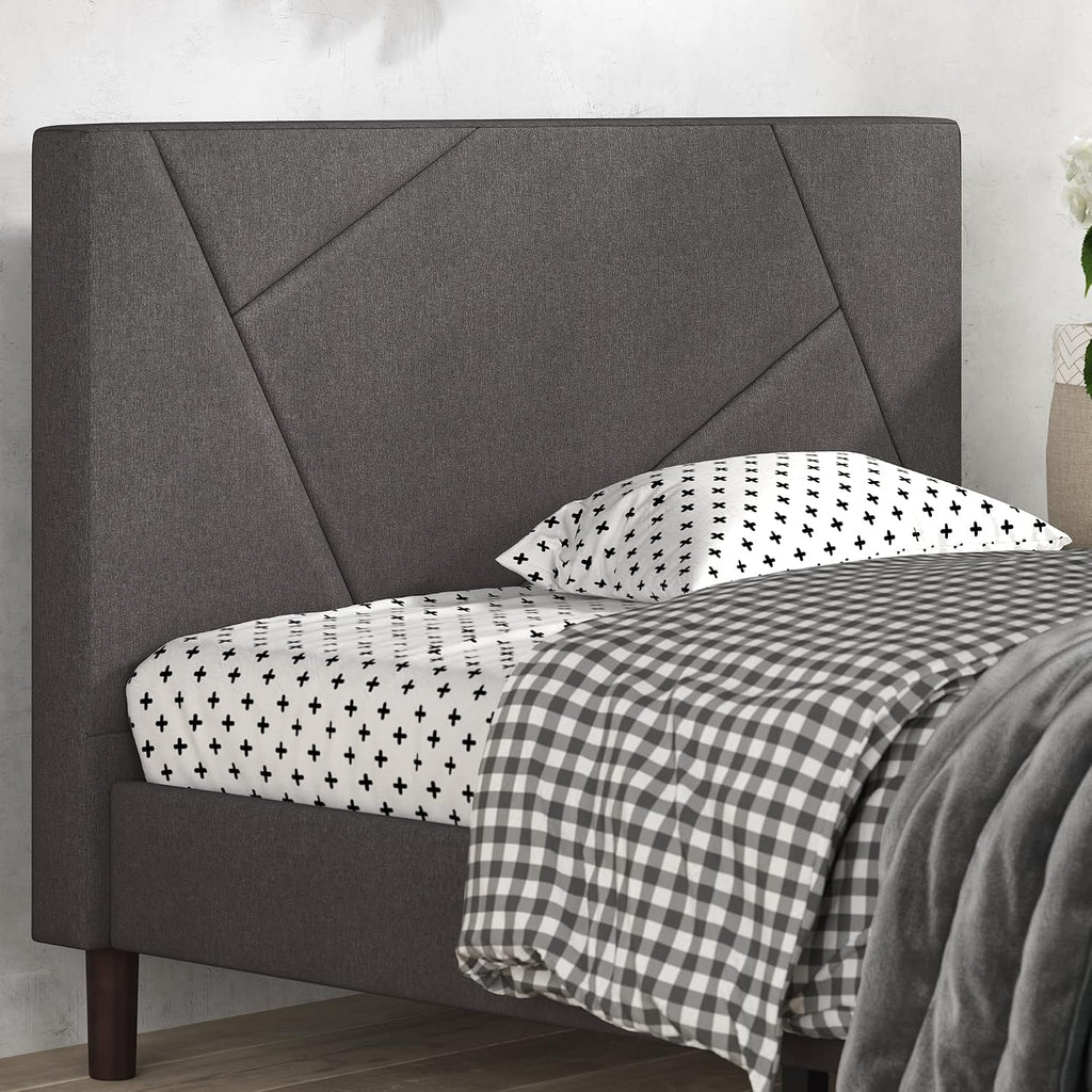 Zinus Judy Upholstered Platform Bed Frame, Mattress Foundation, Wood Slat Support, No Box Spring Needed, Easy Assembly, Full Grey