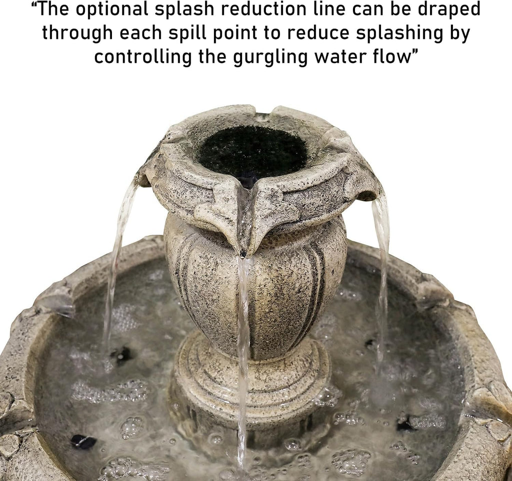 48' H Outdoor Floor Water Fountain, 3-Tiers Concrete Water Fountain with Submersible Electric Pump - Garden Cascading Waterfall for Yard Patio Lawn Home Decor