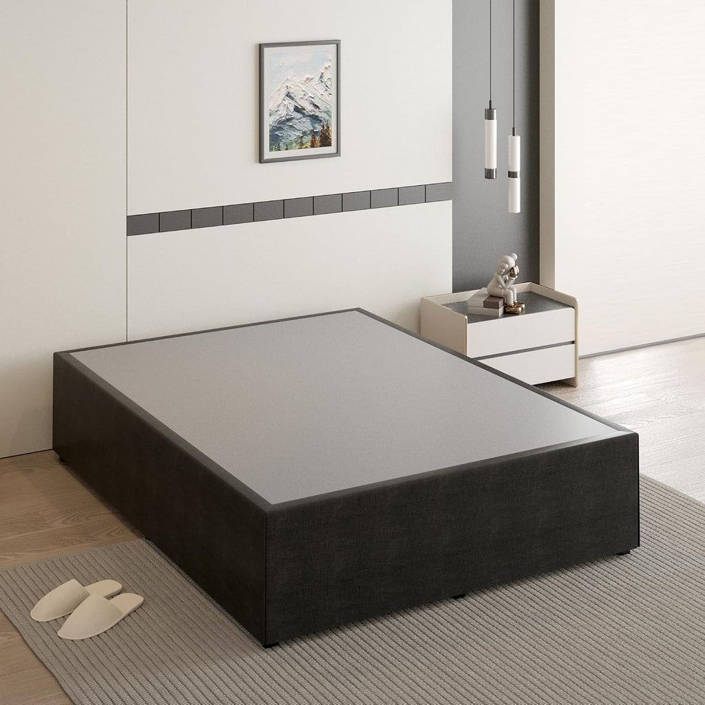 Cieemine 18 Inch California King Bed Frame with Black Bed Cover, Metal Cal King Bed Frame No Box Spring Needed, Heavy Duty Mattress Foundation, Easy Assembly, Noise Free