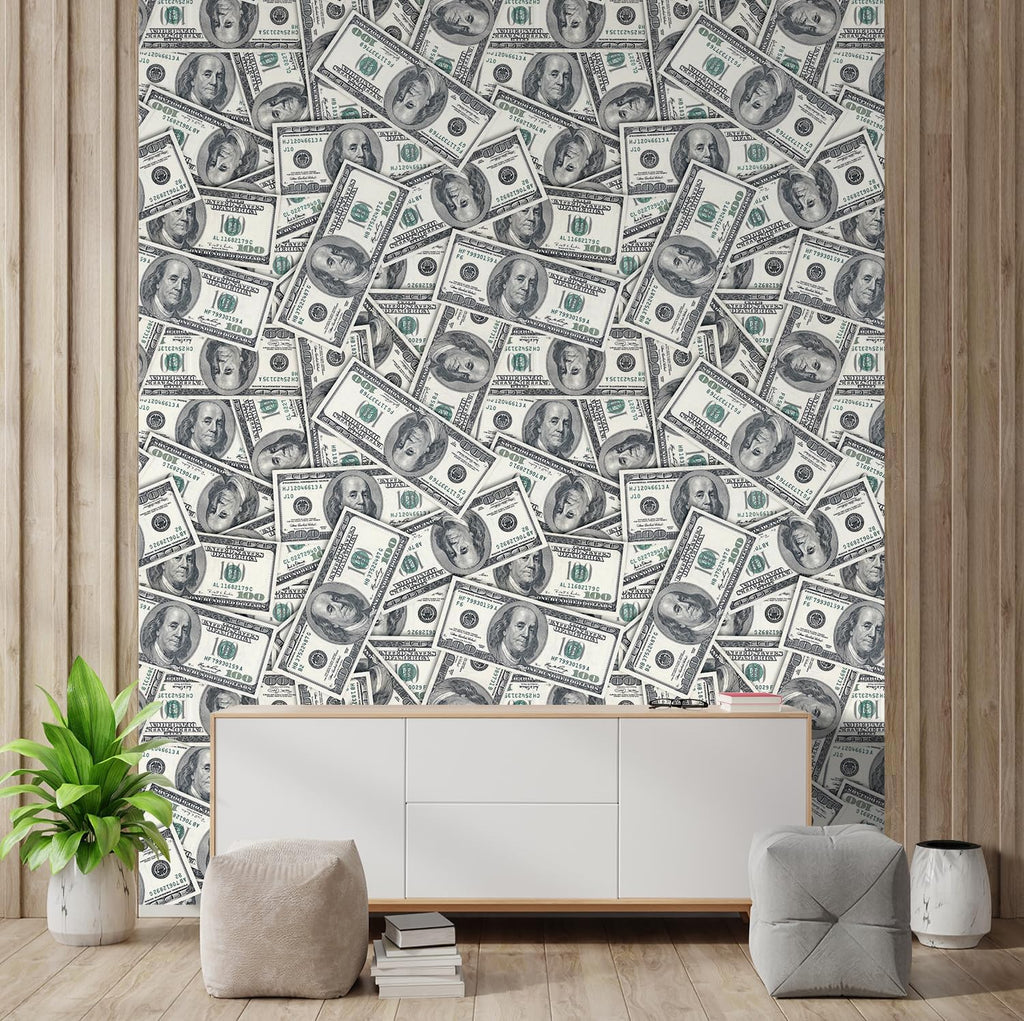 wall26-100 Dollar Bills Collage Background Large Money Wall Mural, Removable Peel and Stick Wallpaper, Home Decor - 96x96 inches