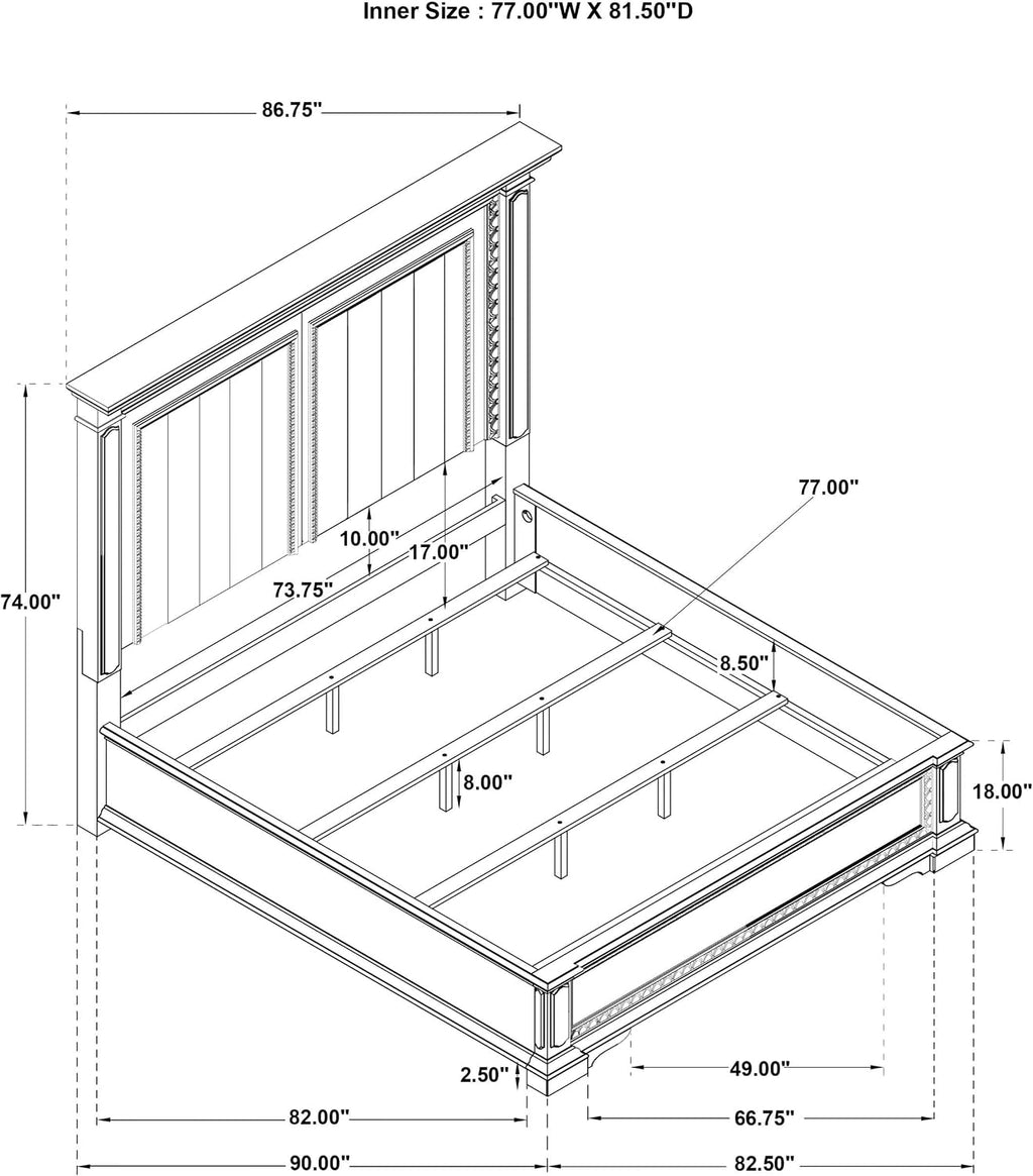 Coaster Home Furnishings - McKinney - Wood - 4-Piece Bedroom Set with Crown Moldings and USB Ports - Bedroom - Eastern King Size - Vintage White - 215871KE-S4