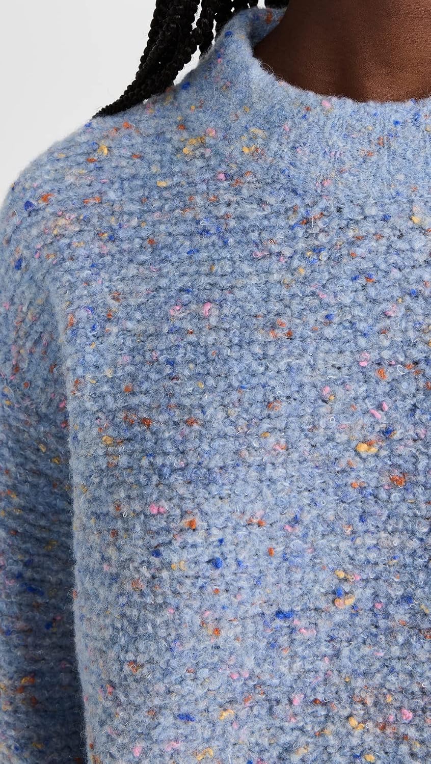 Theory Women's Boxy Mock Neck Tweed Boucle Sweater