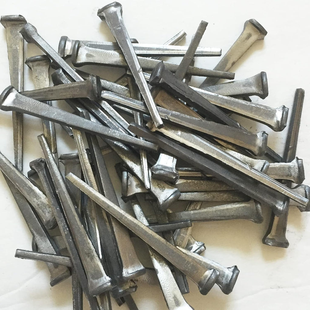 3'- CUT COMMON NAILS - Metallic Color - Antique rustic restoration accent nails for hanging, furniture, cabins, shutters & flooring – Decorative clavos nails – Distinct SQUARE HEAD Nail – 3 in